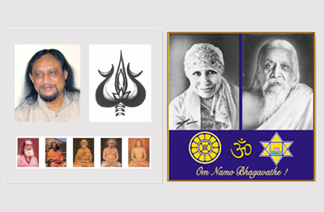Abbildung Kriya-Lehrer und Sri Aurobindo sowie Mirra Alfassa