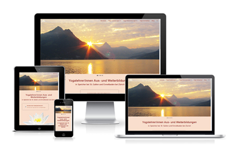 Webseite Yogalehrerausbildung auf verschiedenen Bildschirmen